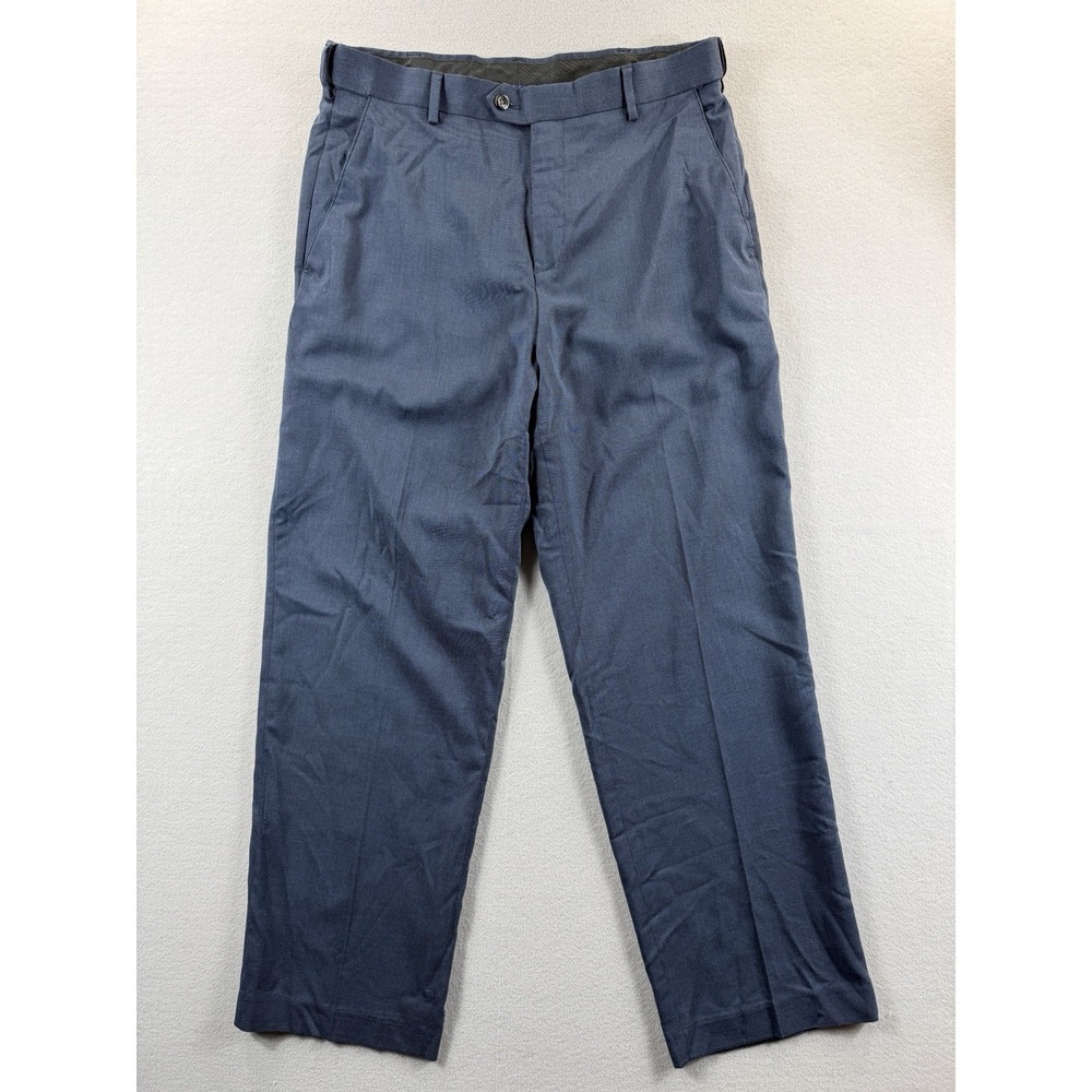 Croft & Barrow Dress Pants Mens 34x30 Blue Classic Fit Stretch Microfiber